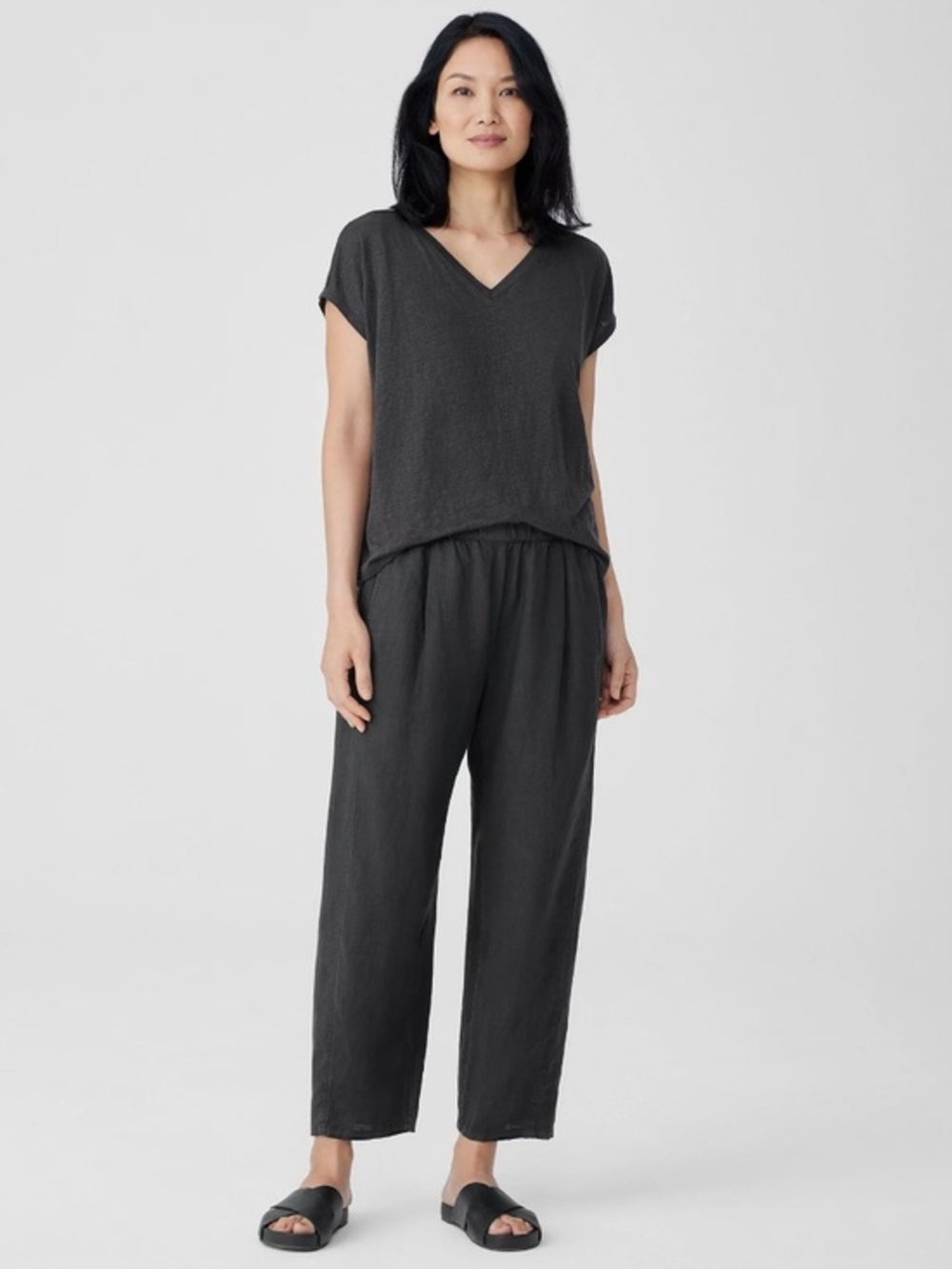 Eileen Fisher Garment Dyed 100% Organic Linen Lantern Pant Size Large